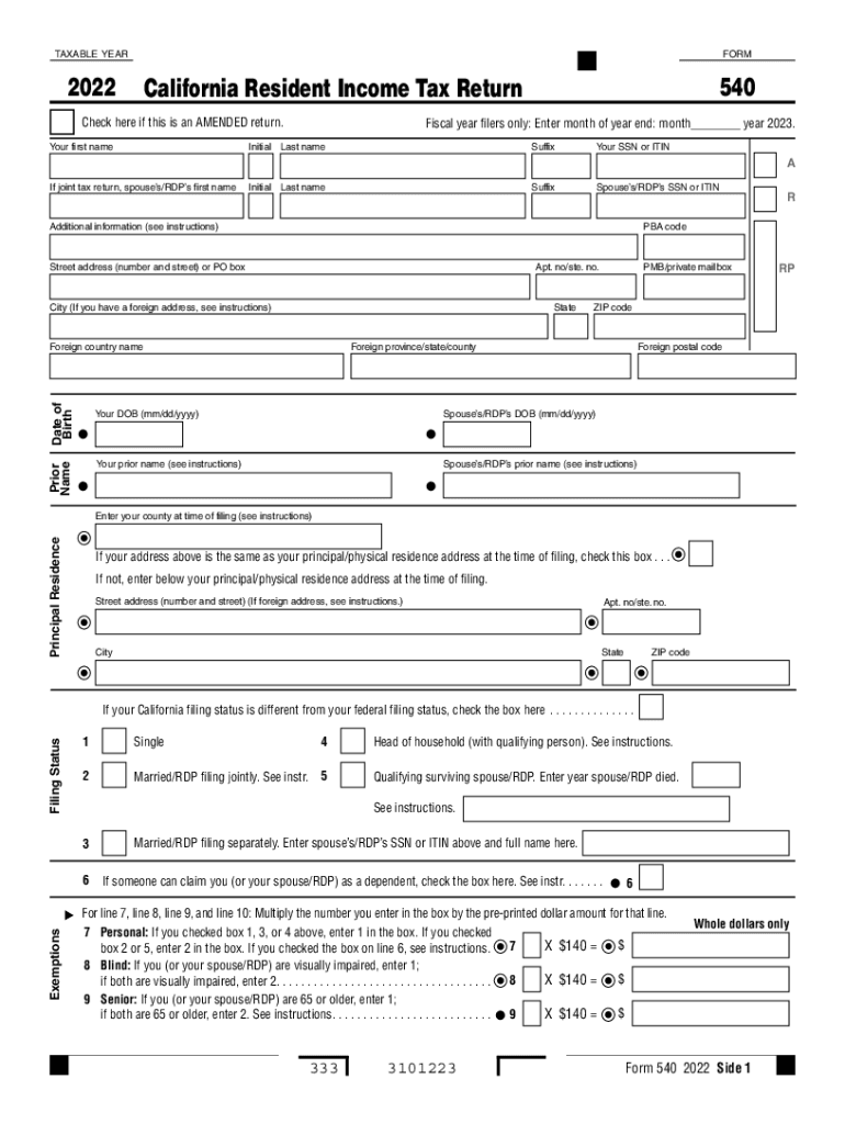 Form 540 Fill Out Sign Online DocHub