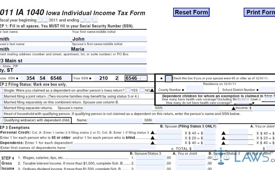 Form IA 1040 Iowa Individual Income Tax Form YouTube 2021 Tax Forms