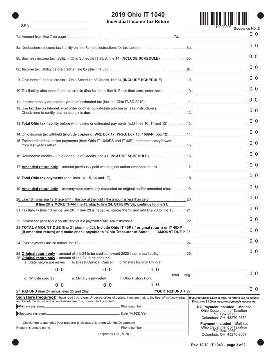 Form IT1040 2019 Fill Out Sign Online And Download Fillable PDF 