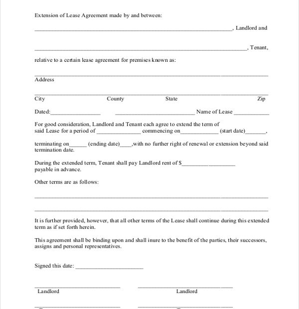 FREE 10 Sample Lease Extension Forms In PDF Word Excel Printable