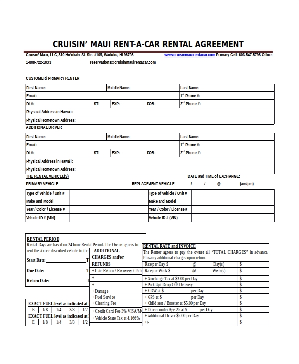 FREE 18 Car Rental Agreement Templates In Google Docs Pages MS 