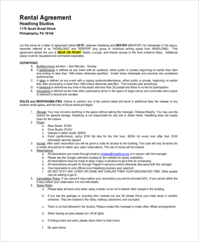 FREE 7 Sample Renters Contract Forms In MS Word PDF