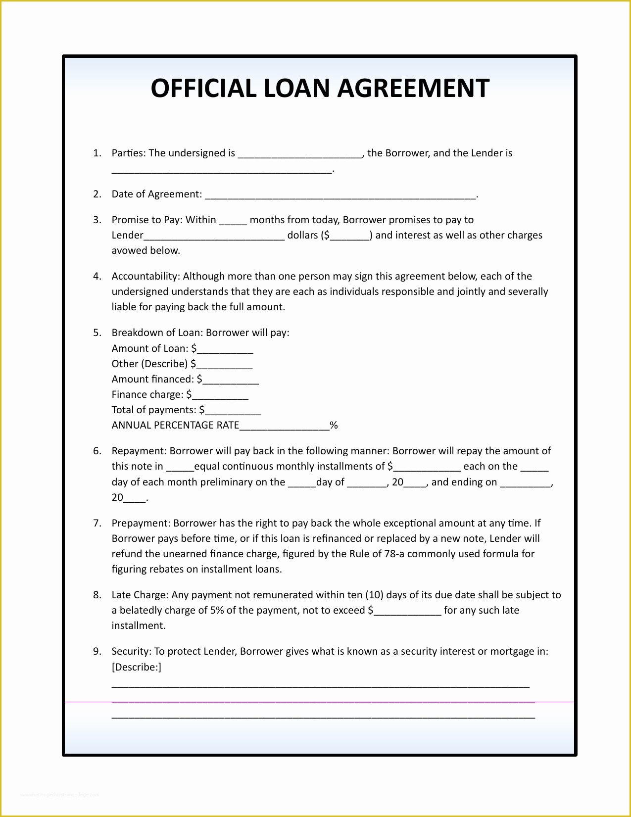 Free Car Loan Agreement Template Of Download Simple Loan Agreement 