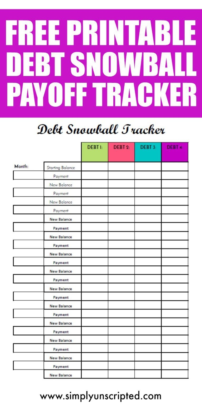 Free Debt Snowball Printable Worksheet Track Your Debt Payoff Free 