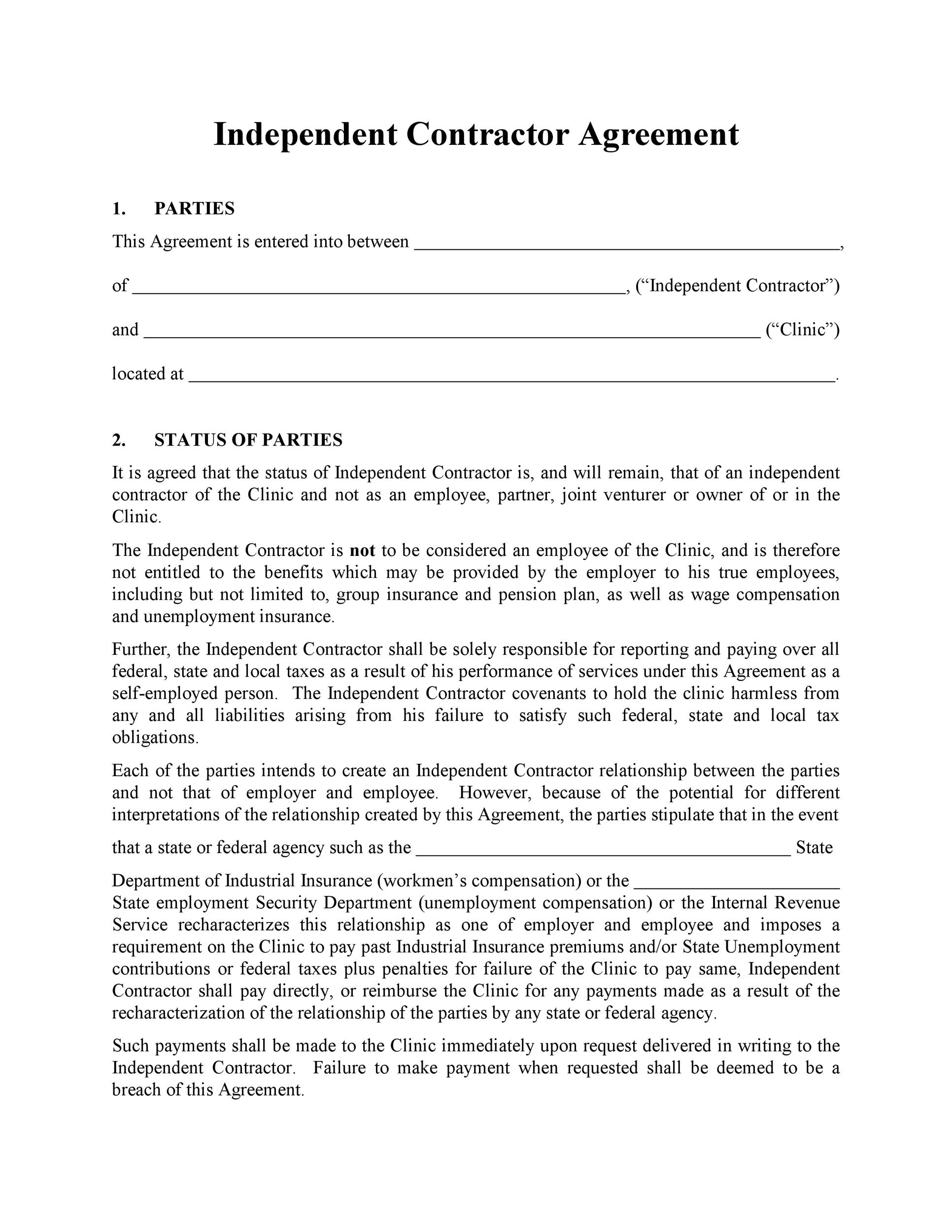 Free Fillable Independent Contractor Form Printable Forms Free Online