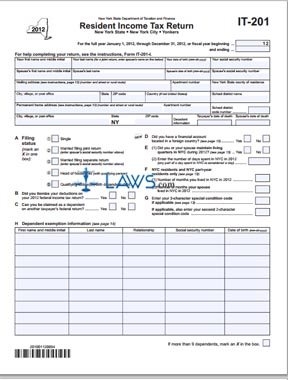 FREE Form IT 201 Resident Income Tax Return FREE Legal Forms LAWS