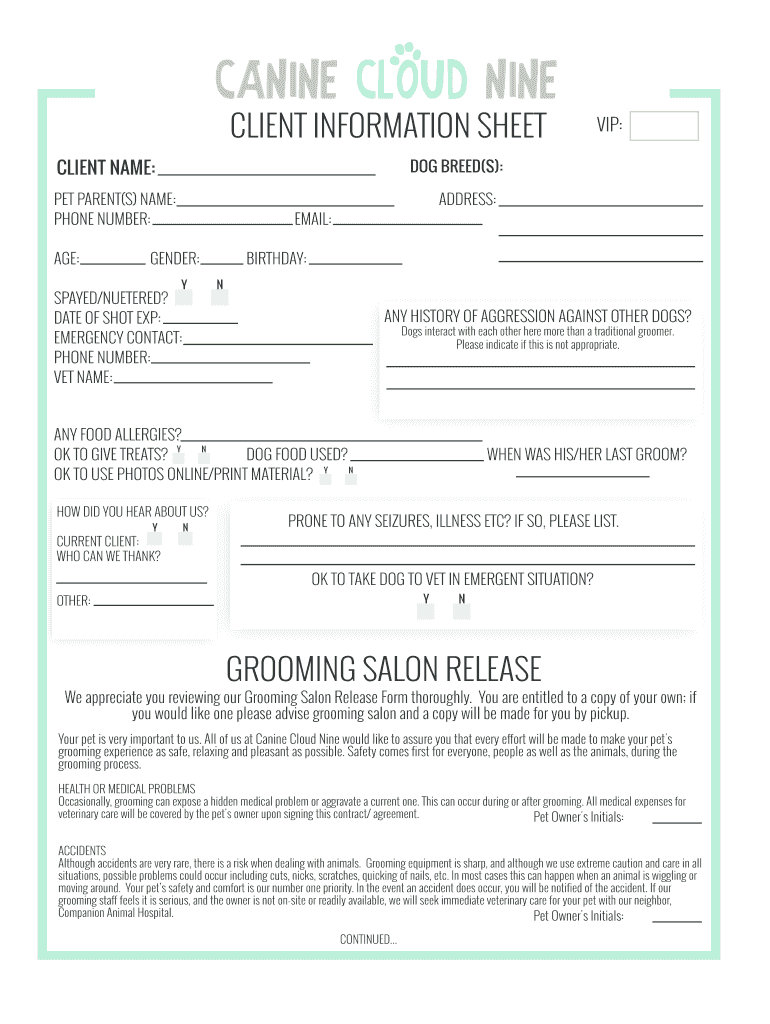 Free Grooming Business Records Printable Forms Printable Forms Free 