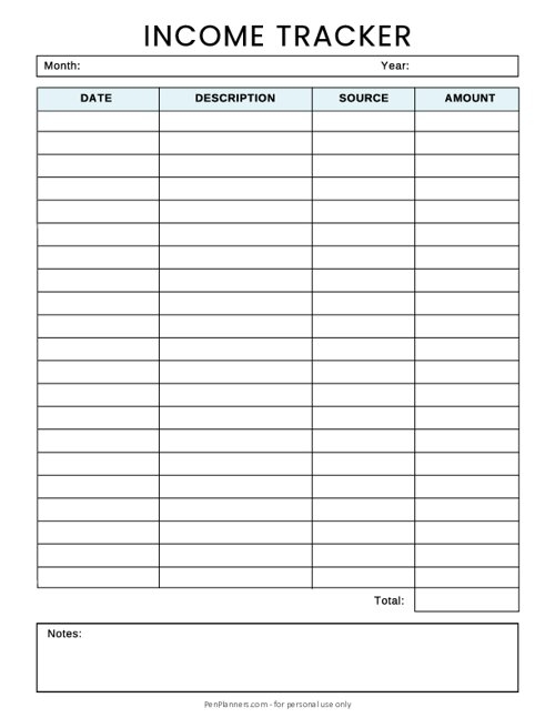 Free Income Tracker Template
