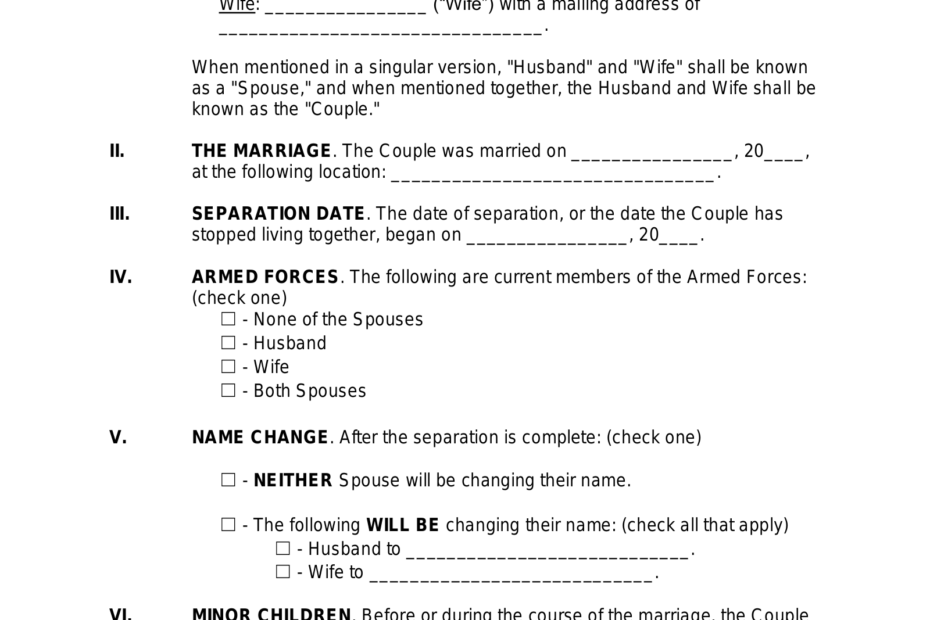 Free North Carolina Separation Agreement Template PDF Word EForms