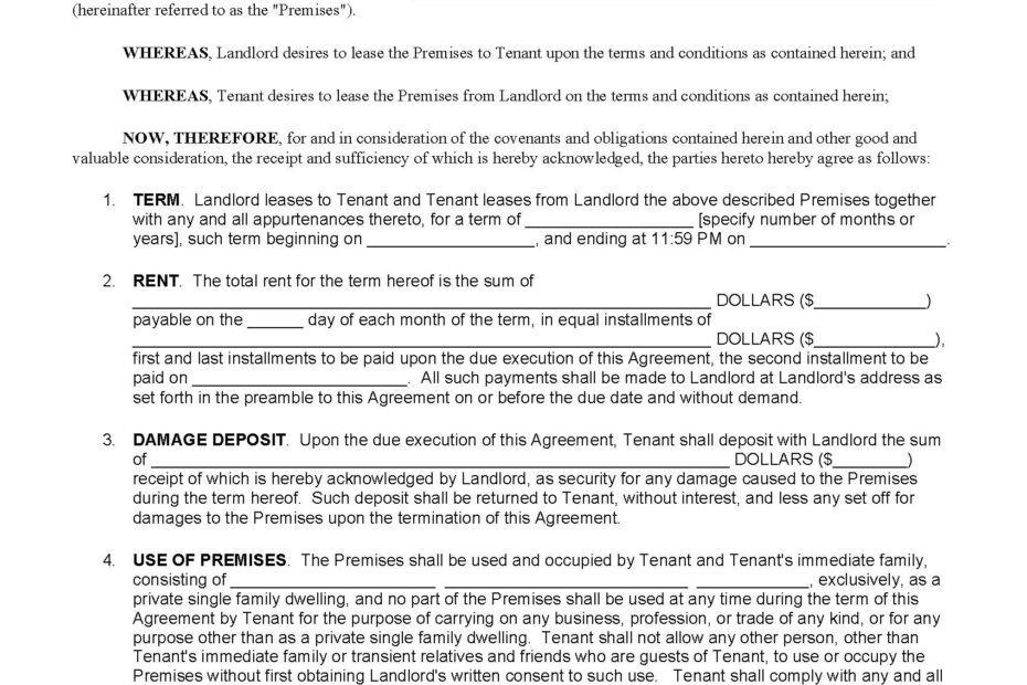 Free Ohio Standard Residential Lease Agreement Template PDF Word