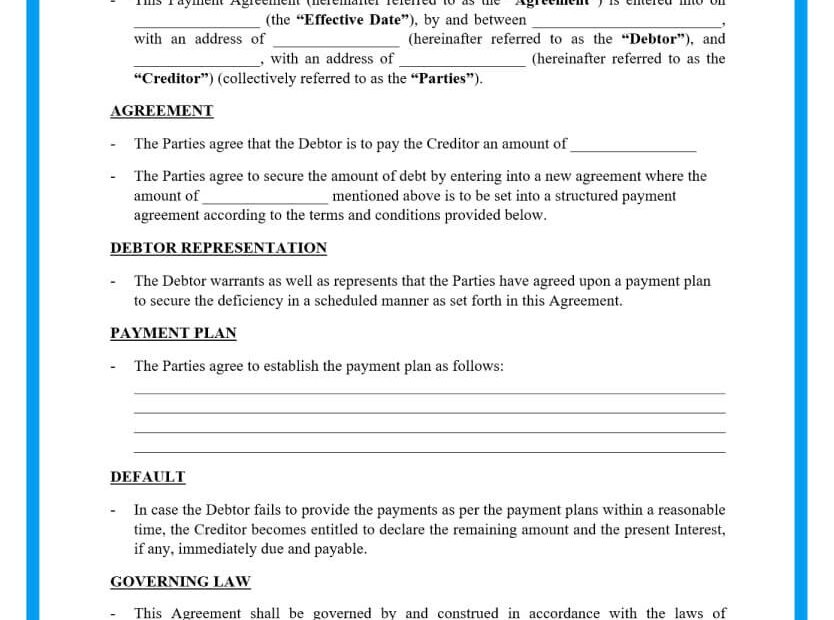 Free Payment Agreement Template Bogiolo