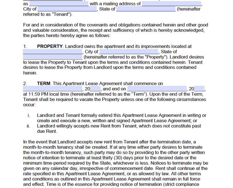 FREE Printable Apartment Lease Agreement Printable Lease Agreement