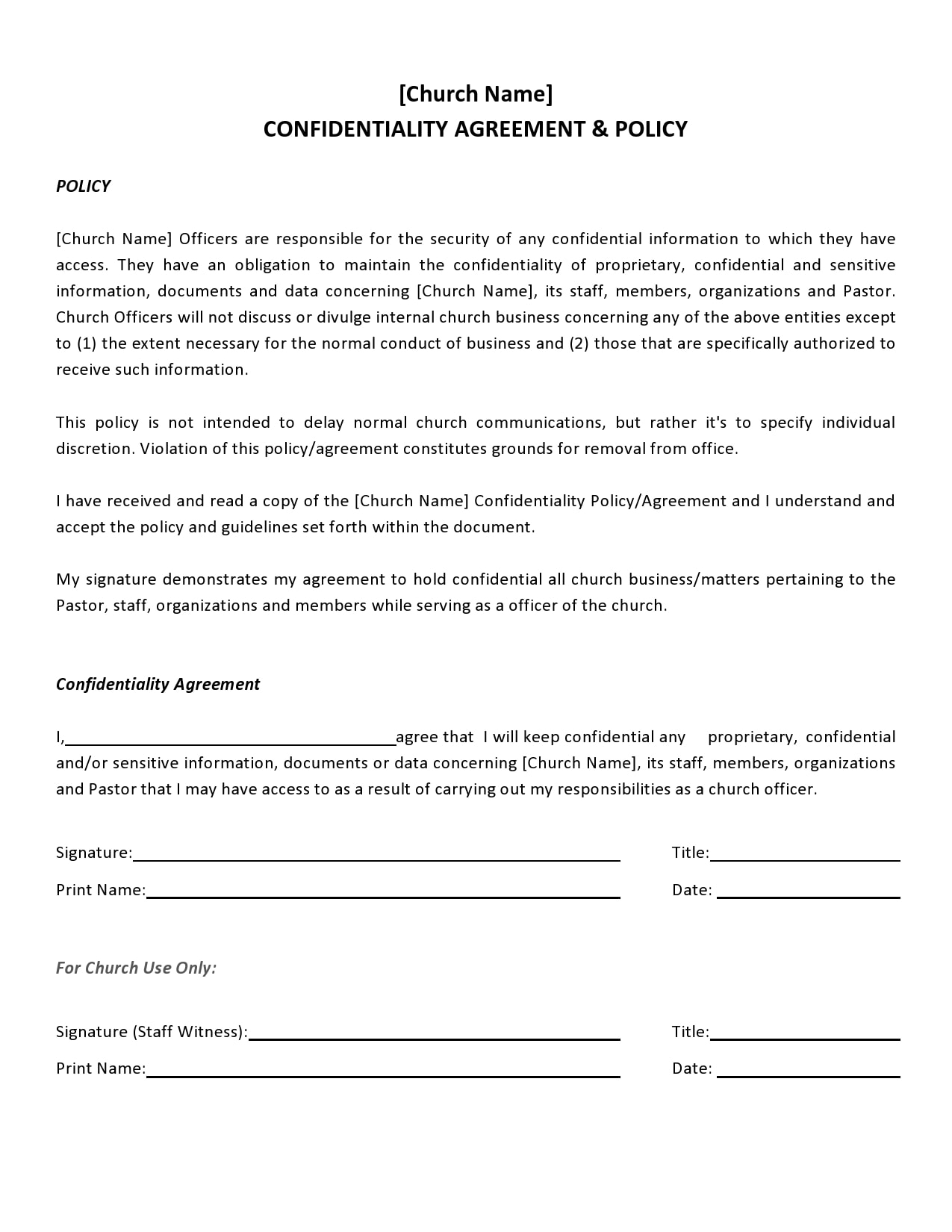 Free Printable Attorney Confidentiality Agreement Form Printable 