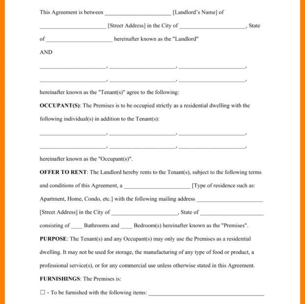 Free Printable Basic Rental Agreement Template Printable Templates