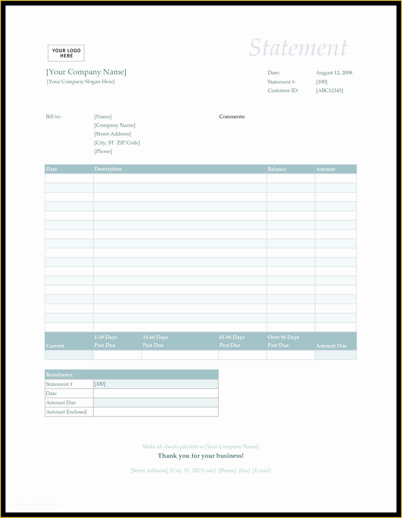 Free Printable Billing Statement Template Of Editable Billing Statement 