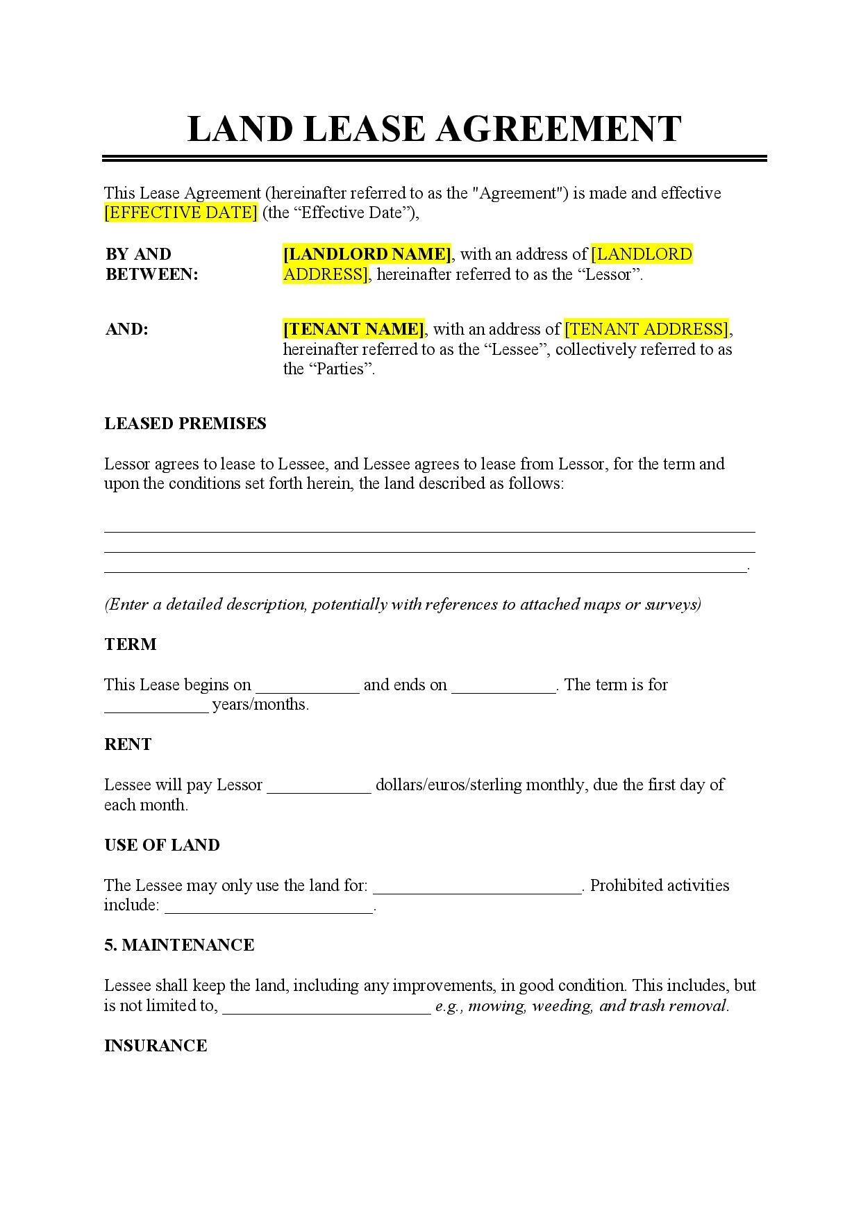 Free Printable Blank Lease Agreement Download Free Printable Blank 