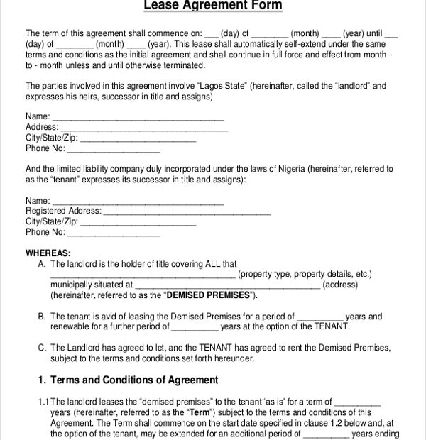 Free Printable Blank Lease Agreement Forms Printable Forms Free Online