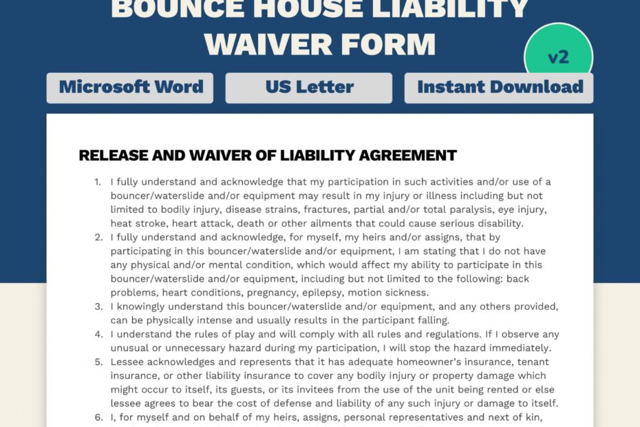 Free Printable Bounce House Waiver FREE Printable HQ