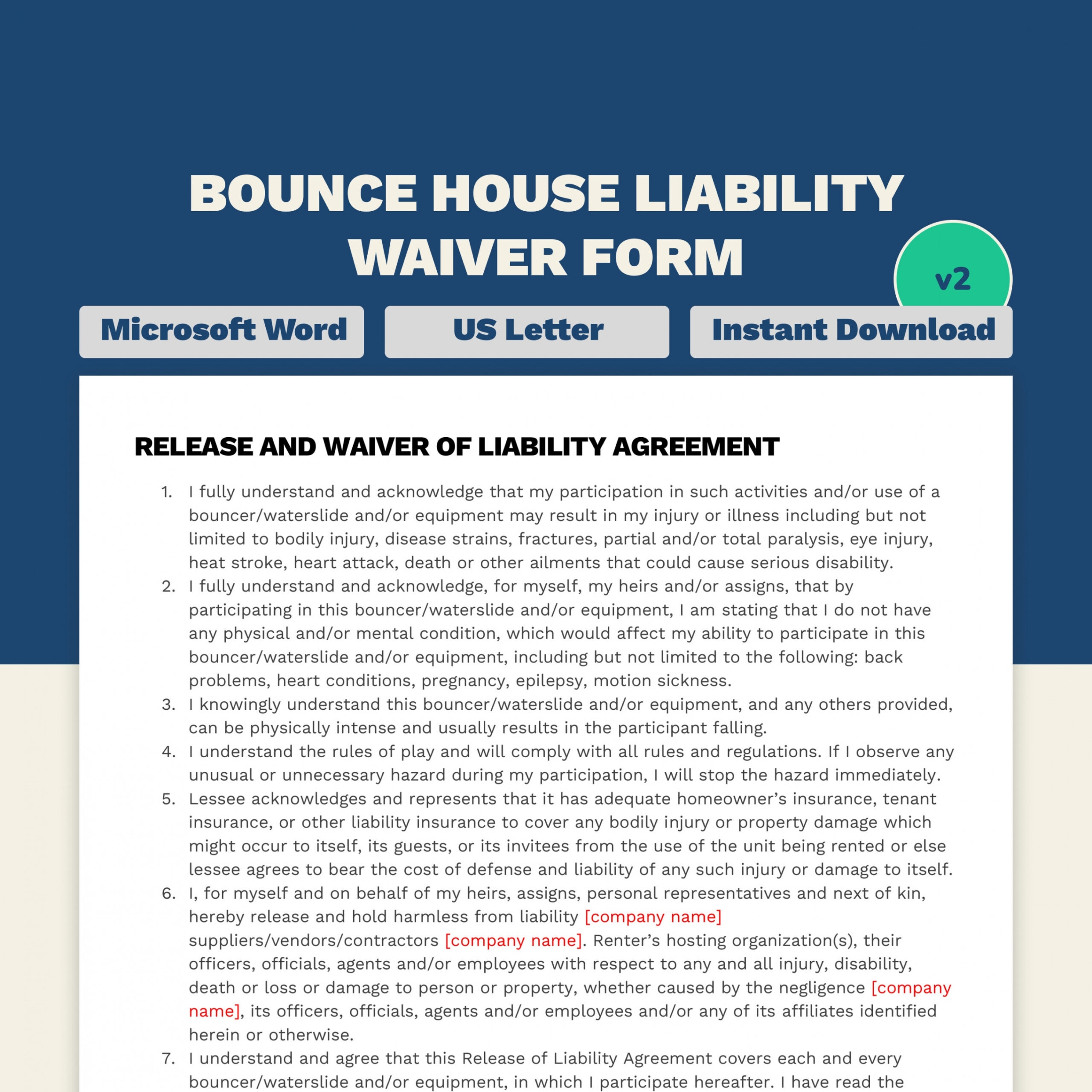 Free Printable Bounce House Waiver FREE Printable HQ