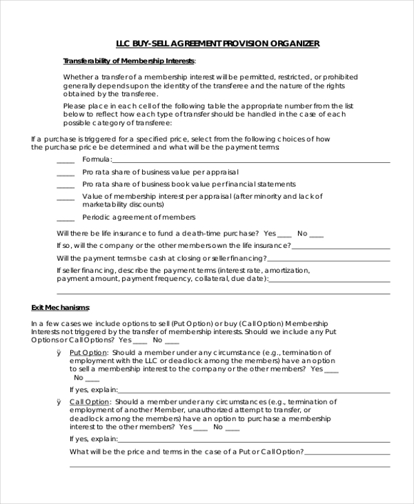 Free Printable Buy Sell Agreement
