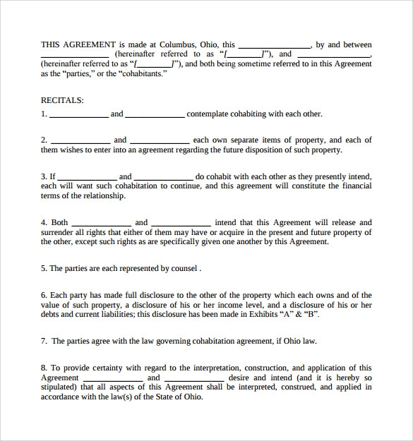 Free Printable Cohabitation Agreement Ontario Free Templates Printable