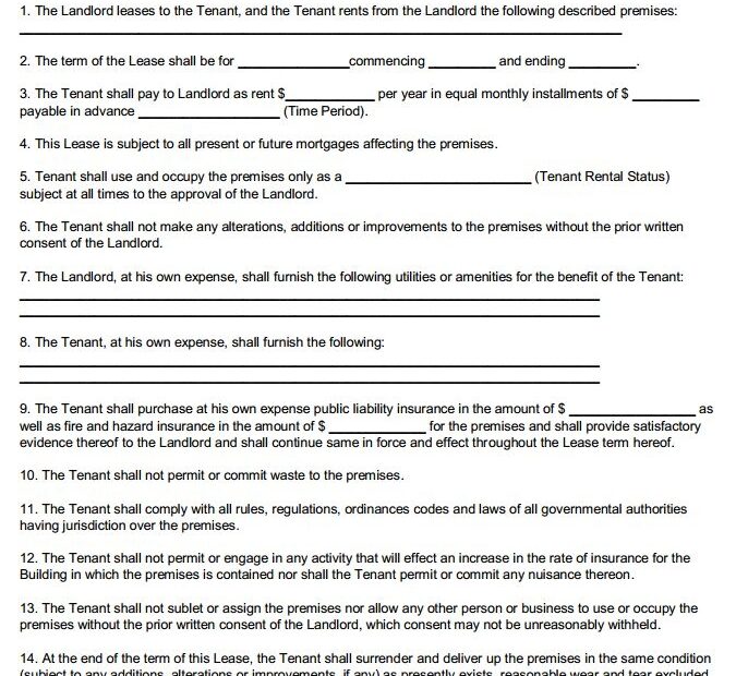 Free Printable Commercial Lease Agreement Template