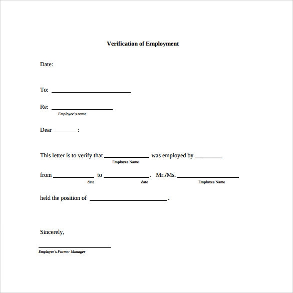 Free Printable Employment Verification Letter Printable Templates