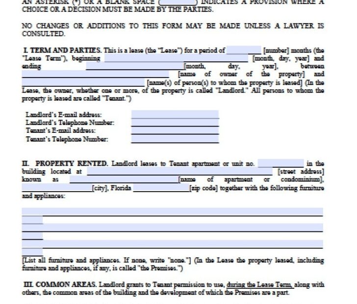 Free Printable Florida Residential Lease Agreement Free Printable