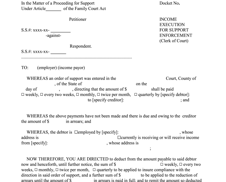 Free Printable Income Execution Form Printable Form 2024