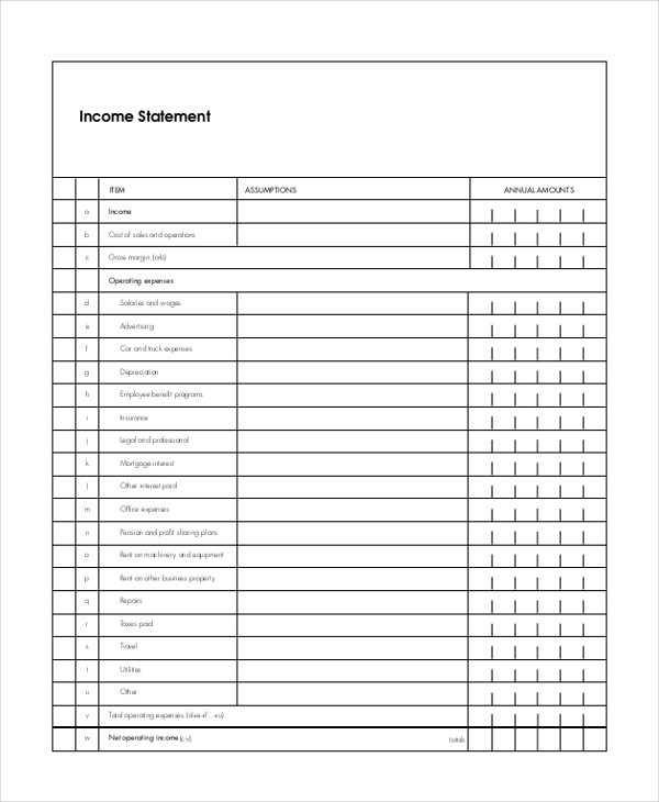 Free Printable Income Statement Forms Printable Form 2024