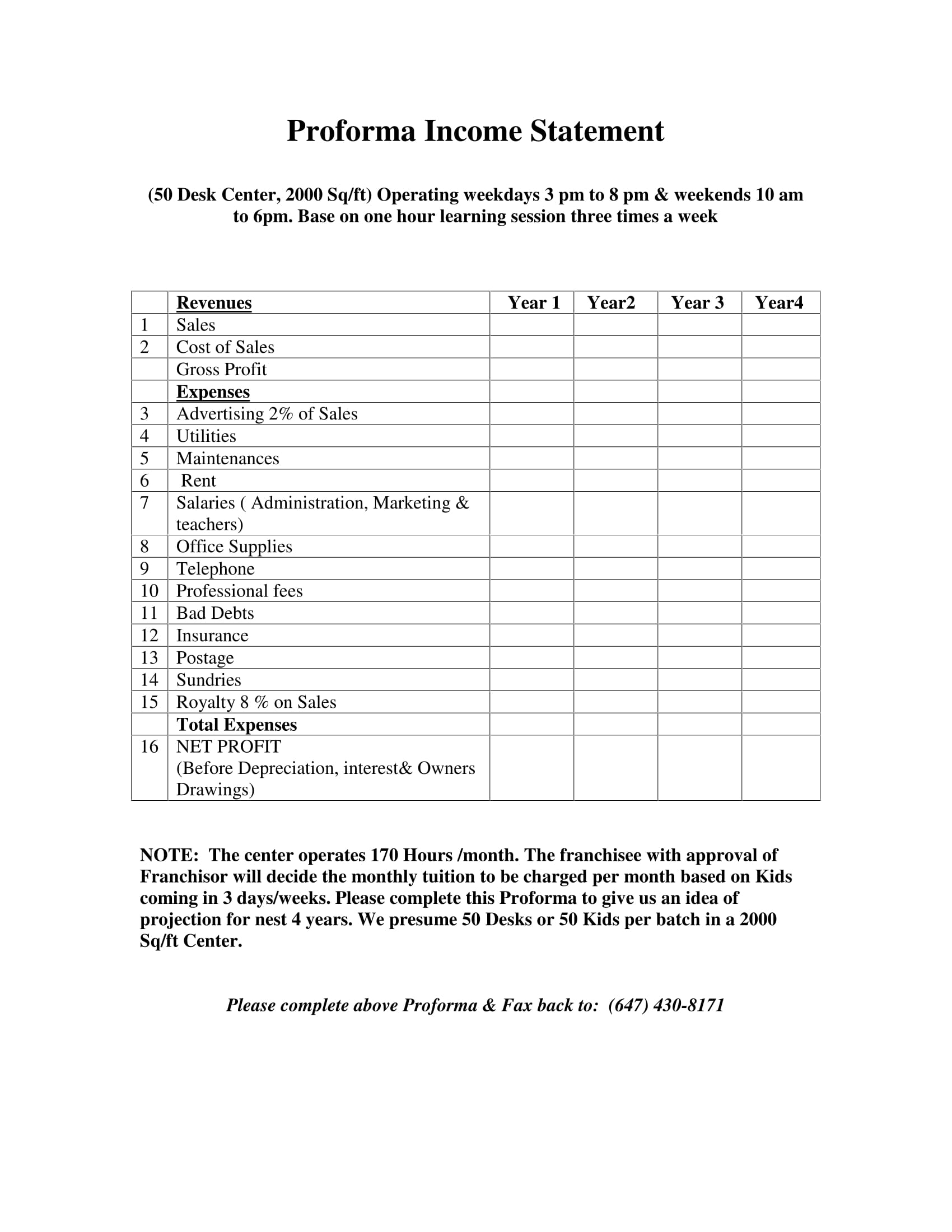 Free Printable Income Statement Forms Printable Forms Free Online