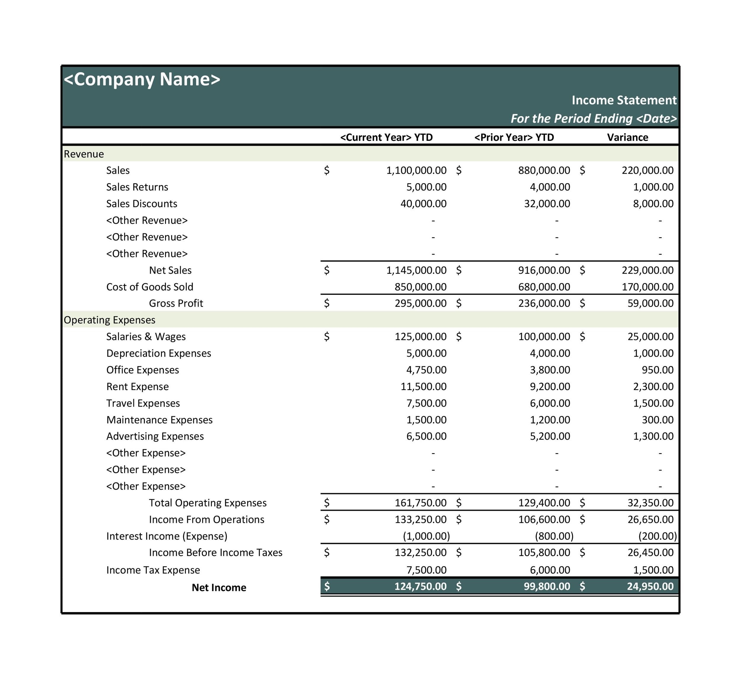 Free Printable Income Statement Forms Printable Forms Free Online