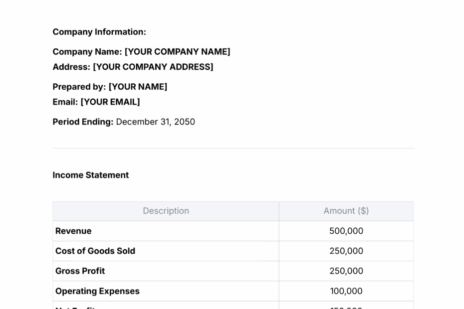 Free Printable Income Statement Template To Edit Online