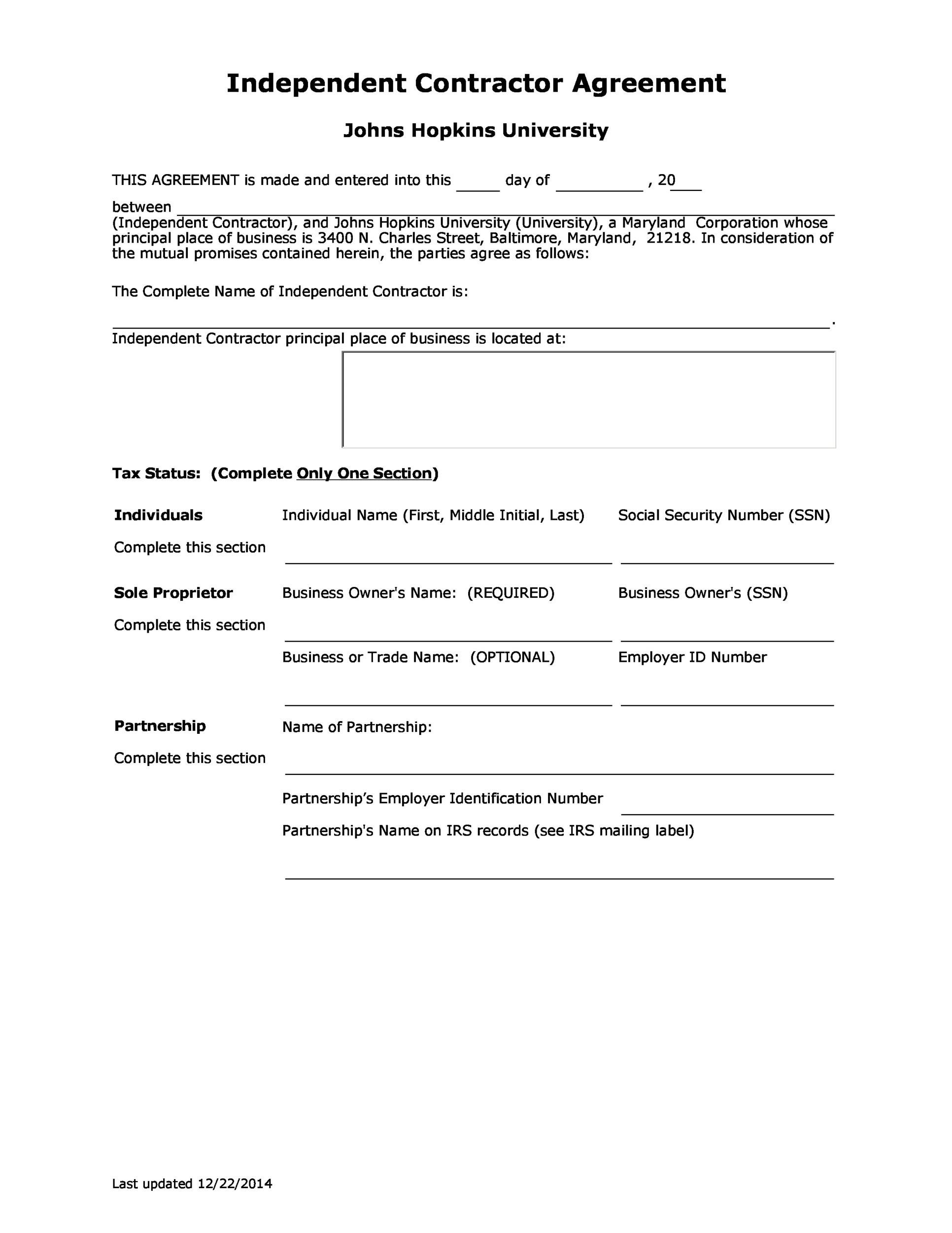 Free Printable Independent Contractor Agreement Free Templates Printable