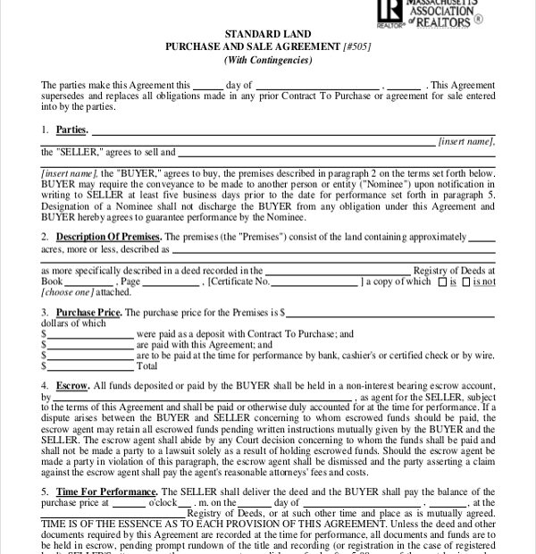 Free Printable Land Purchase Agreement