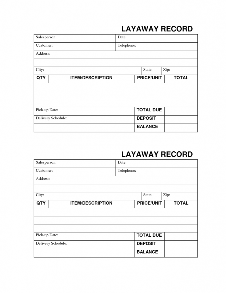 Free Printable Layaway Forms Printable Form 2024