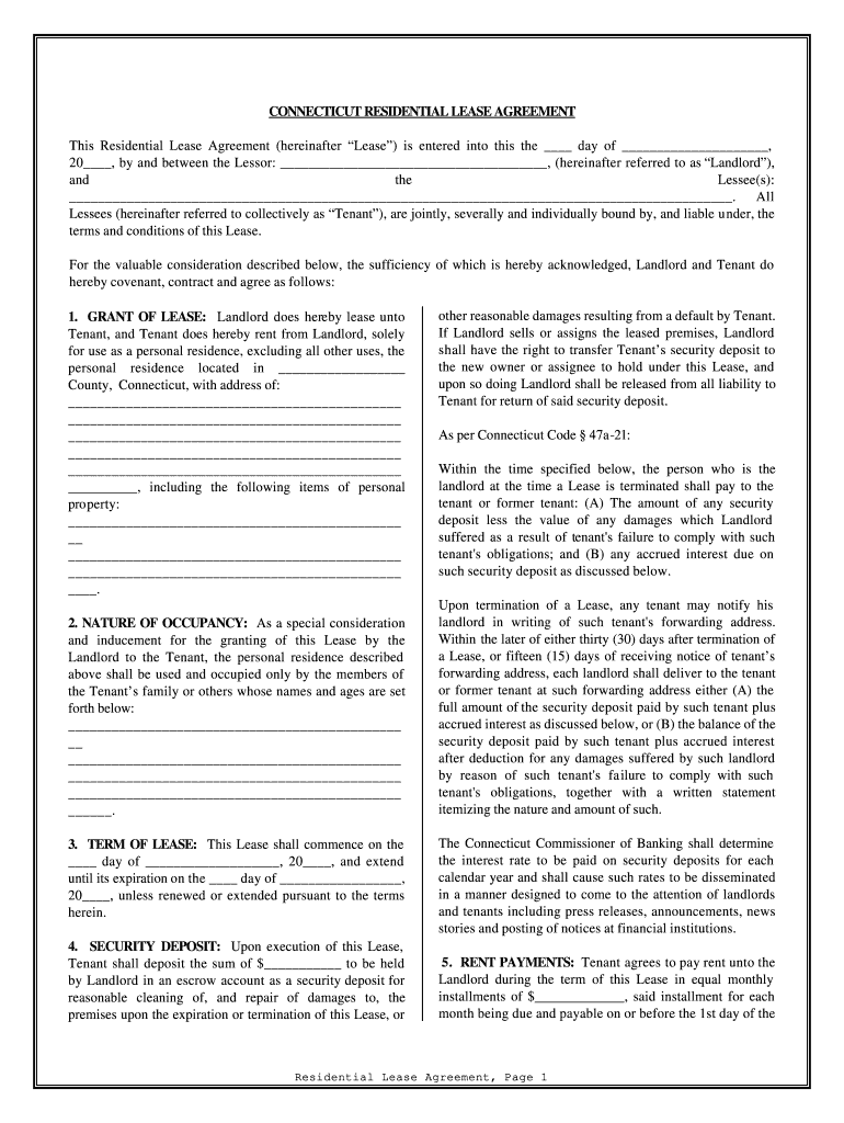 Free Printable Lease Agreement Ct Download Free Printable Lease 