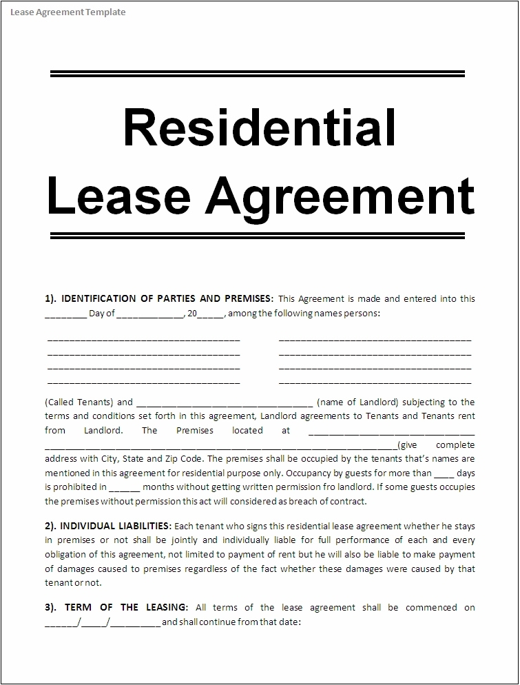 FREE Printable Lease Agreement Template Printable Lease Agreement