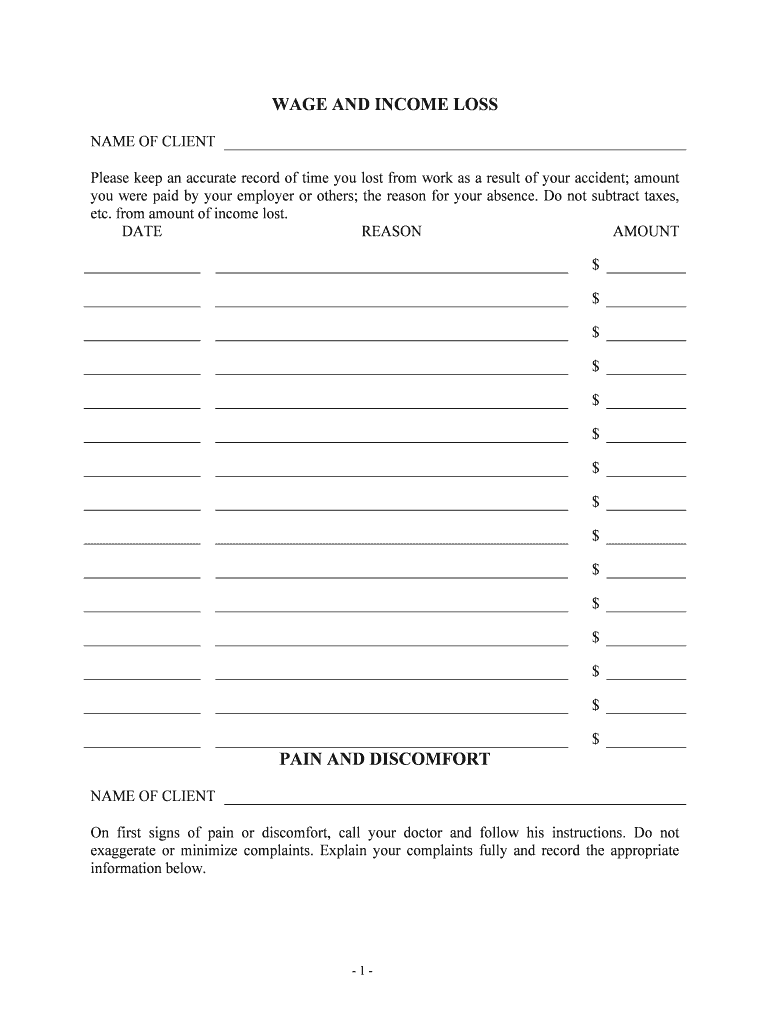 Free Printable Loss Of Wages Form Printable Forms Free Online