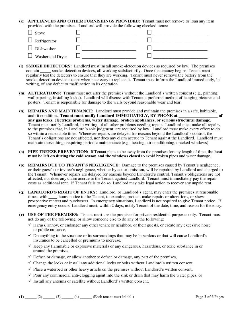 FREE Printable Michigan Residential Lease Agreement Printable Lease 