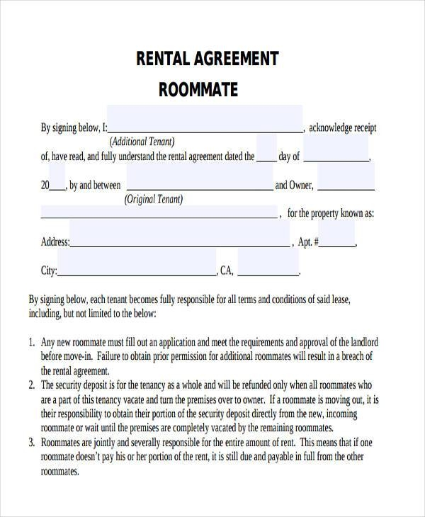 Free Printable Nevada Roommate Agreement Form Printable Forms Free Online