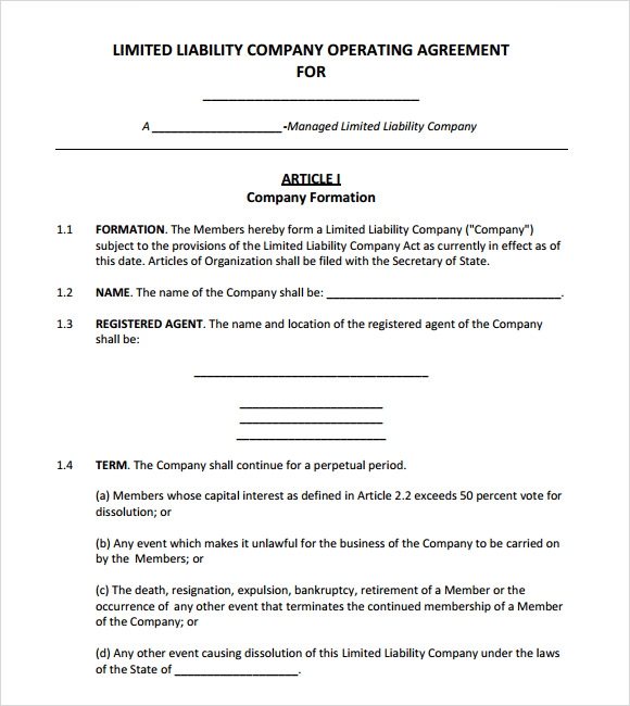 Free Printable Operating Agreement Shared By Davidmjuarez In Contract 