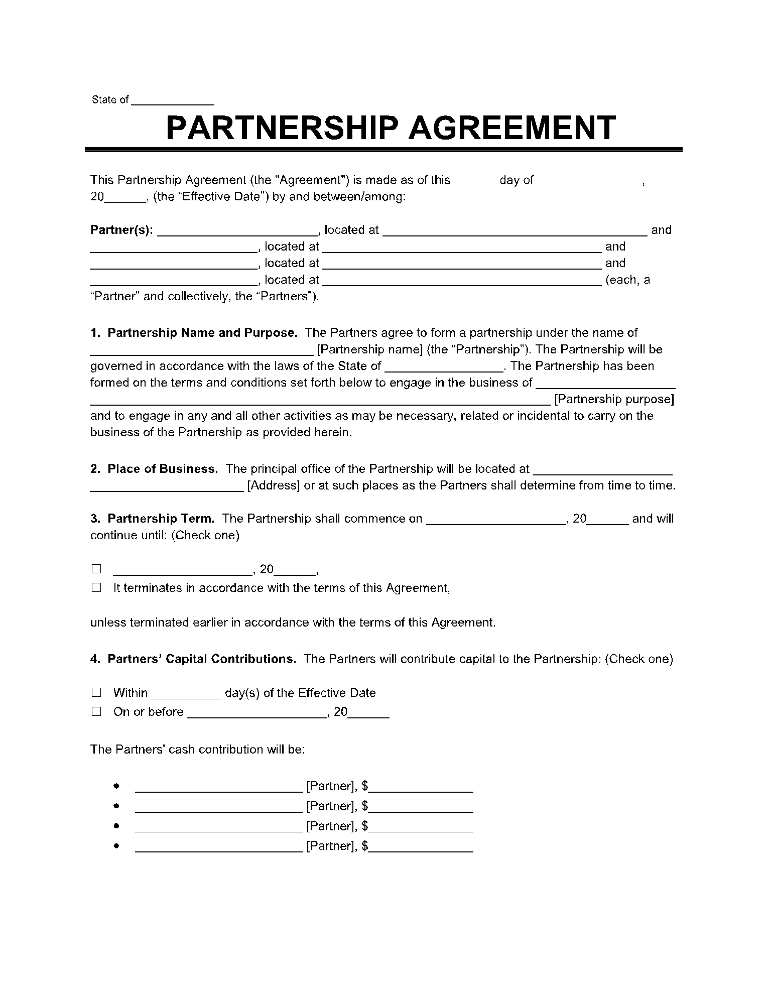 Free Printable Partnership Agreement Pdf Printable Te Vrogue co