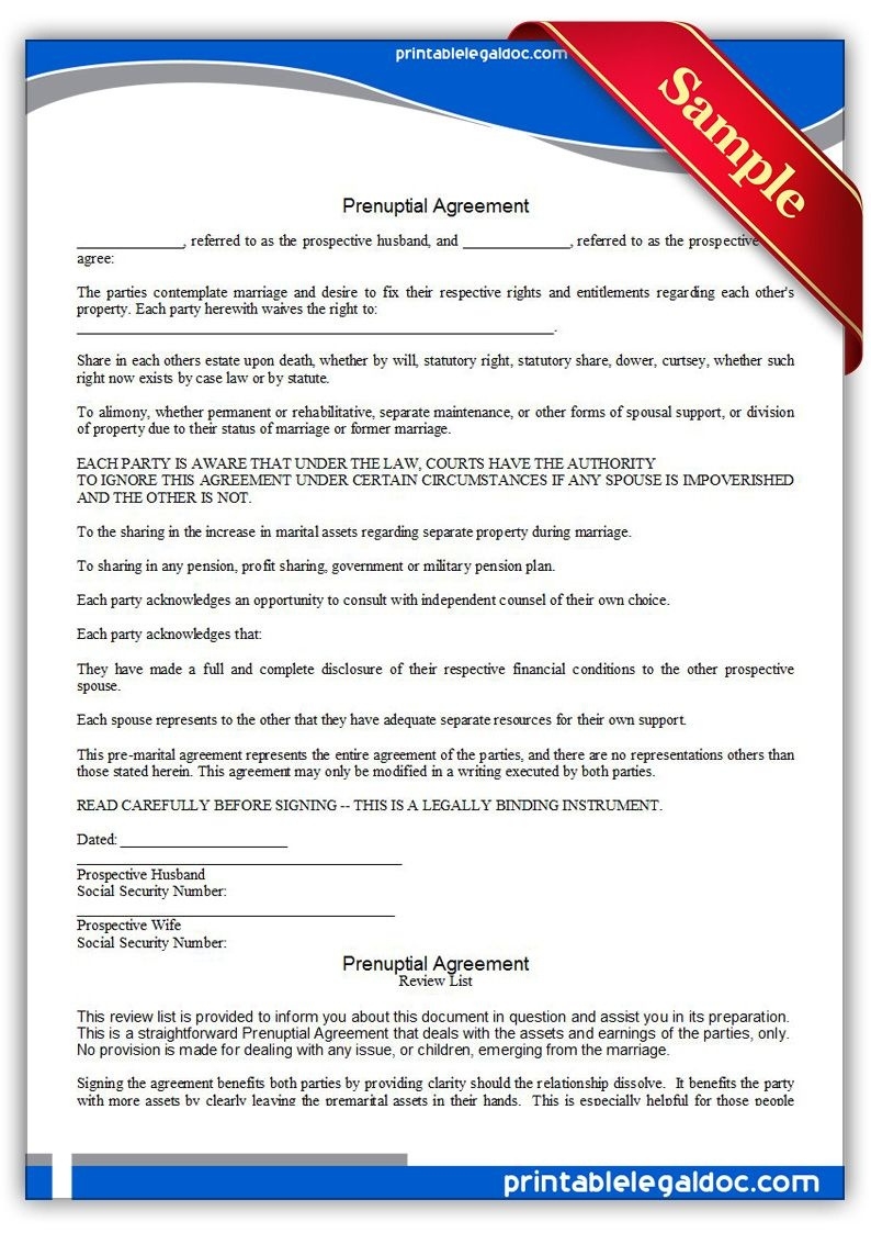 Free Printable Prenuptial Agreement Form Free Printable