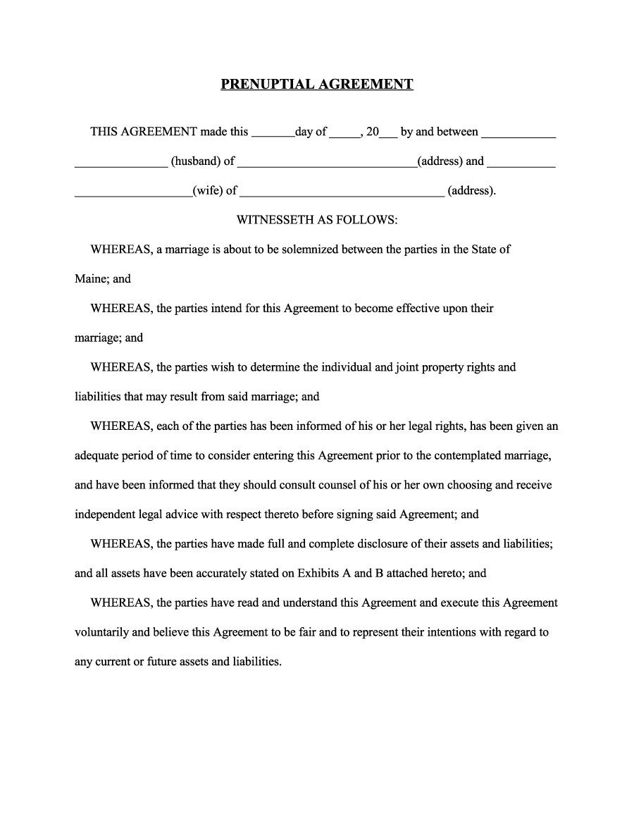 Free Printable Prenuptial Agreement Form Free Printable