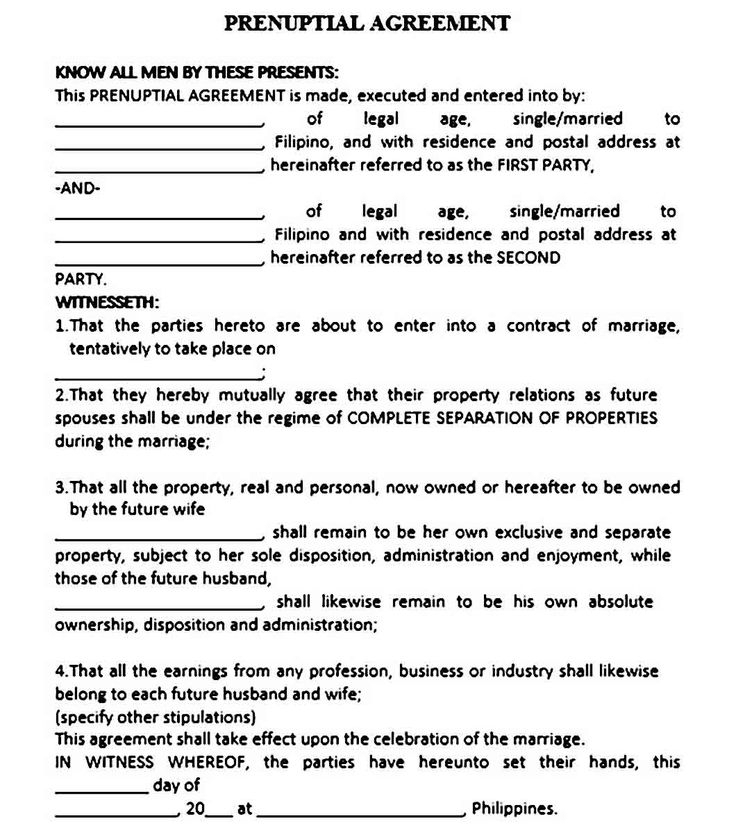 Free Printable Prenuptial Agreement Form Printable Form 2024