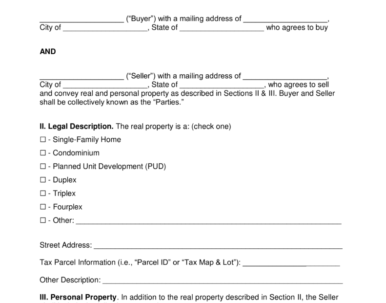 Free Printable Purchase Agreement Template Free Printable