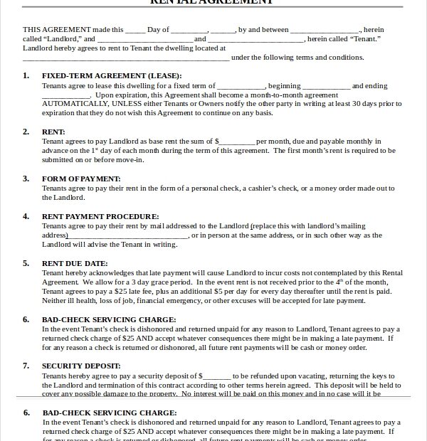 Free Printable Rental Agreement Form Pdf Printable Forms Free Online