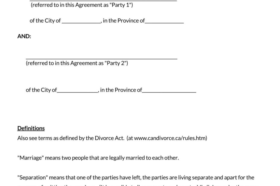 Free Printable Separation Agreement Form Printable Forms Free Online