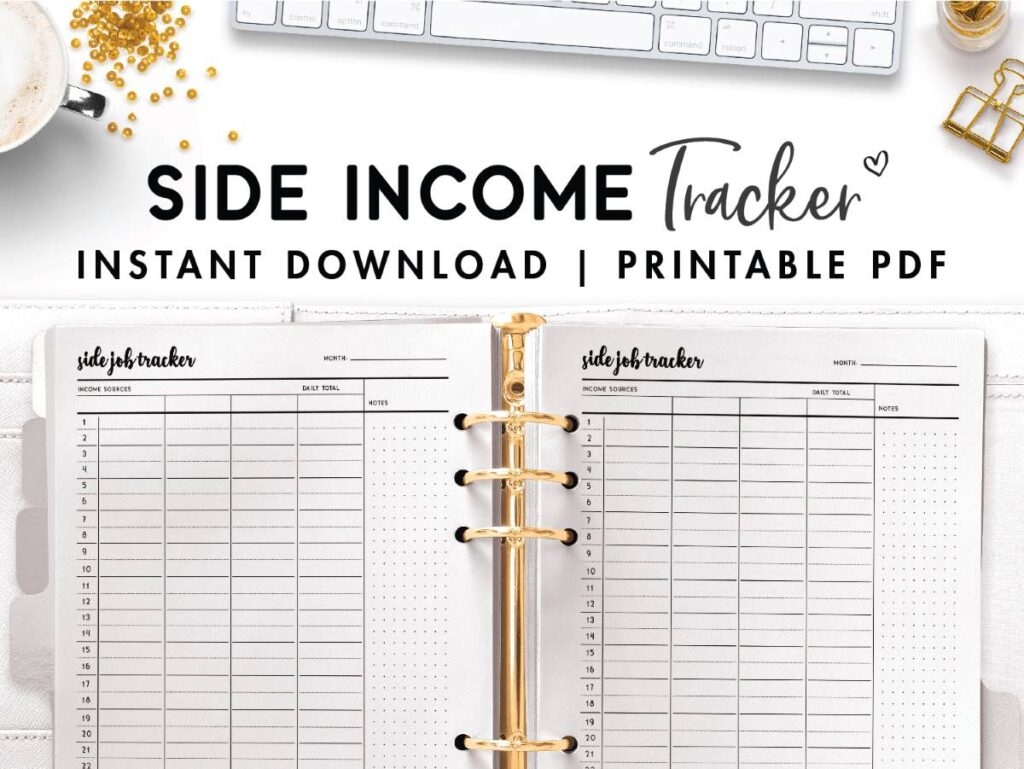 Free Printable Side Hustle Income Tracker Template